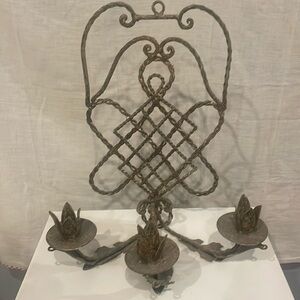 Tan metal 3 tier candle holder wall mount large item